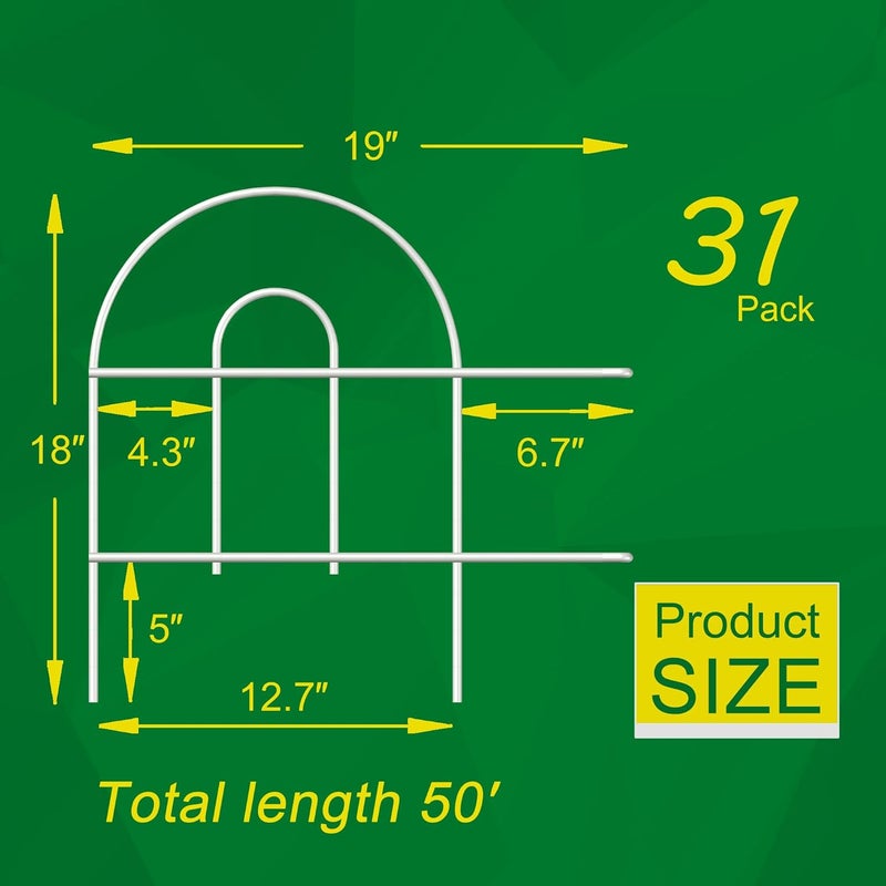 FOREHOGAR Decorative White Garden Fence Border 18in X50ft Outdoor Metal Wire Garden Fencing Flower Bed Folding Fences Panel Patio Edging Landscape for Yard - Image 3